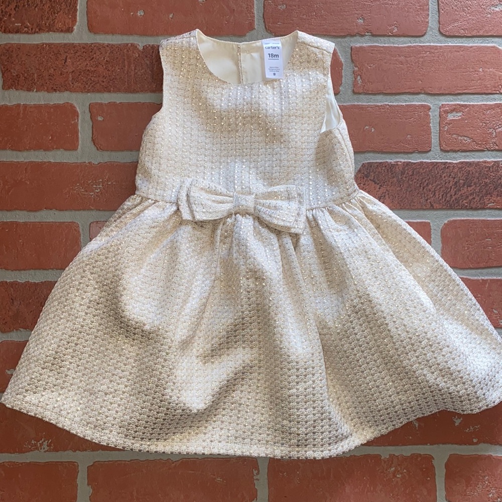 Babygirl gold shimmer formal Easter dress